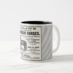 1886 AD VOOR PERCHERON PAARDEN TWEEKLEURIGE KOFFIEMOK