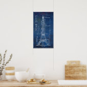1886 Eiffel Tower Engineering Blueprint Poster (Keuken)
