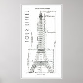 1886 EIFFEL TOWER ENGINEERS PLAN POSTER (Voorkant)