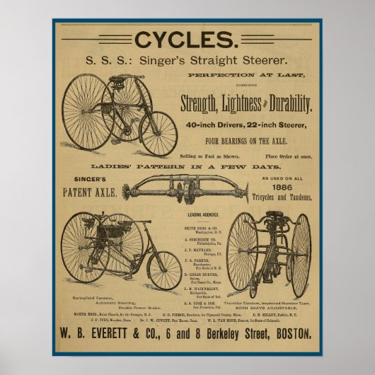 1886 fietsenmagazijn en kunstwerk Poster (Voorkant)