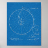 1886 High Wheeler Bicycle Design Patent Art Print (Voorkant)