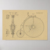 1886 High Wheeler Bicycle Design Patent Art Print (Voorkant)