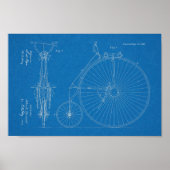 1886 High Wheeler Bicycle Design Patent Art Print (Voorkant)