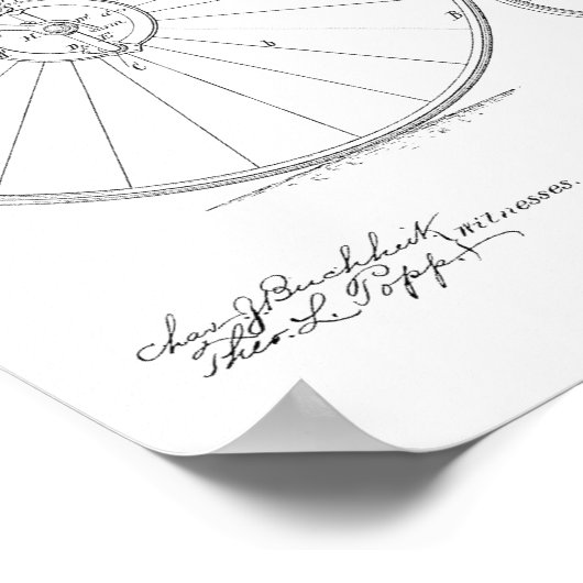 1886  High Wheeler Bicycle Patent Art Print (Hoek)