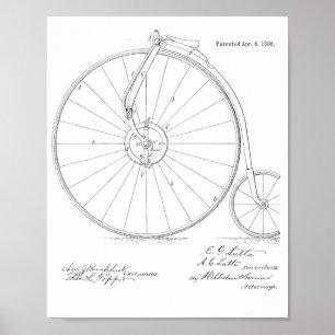 1886  High Wheeler Bicycle Patent Art Print