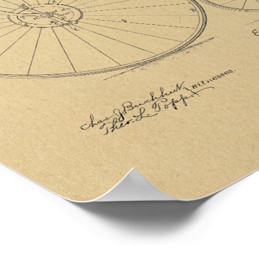 1886 High Wheeler Bicycle Patent Art Print (Hoek)