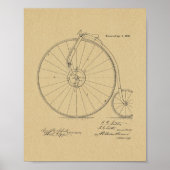 1886 High Wheeler Bicycle Patent Art Print (Voorkant)
