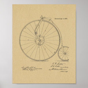 1886  High Wheeler Bicycle Patent Art Print