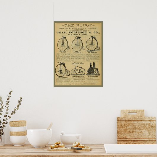 1886  High Wheeler Magazine en Art Poster (Keuken)