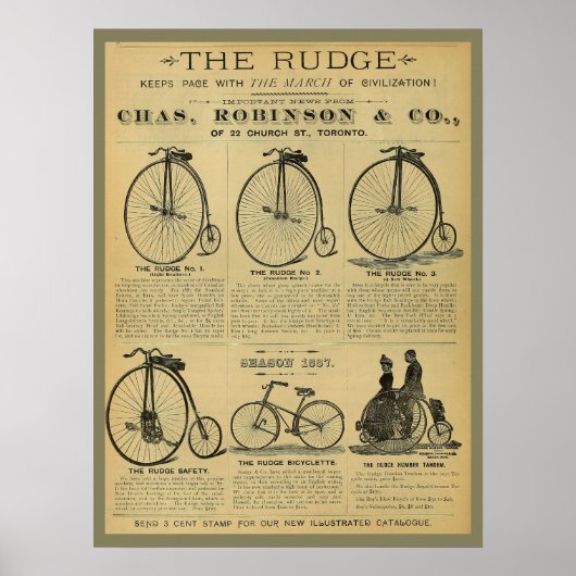 1886  High Wheeler Magazine en Art Poster (Voorkant)