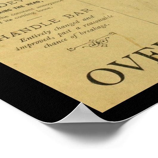 1886 High Wheeler Penny Farthing en Art Poster (Hoek)