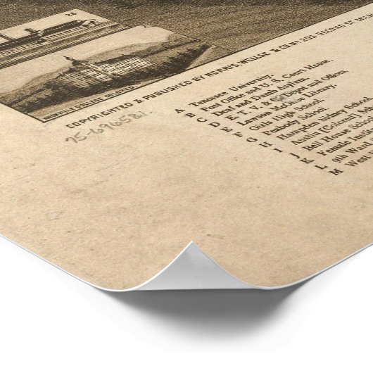 1886 Knoxville, TN Birds Eye Uitzicht Panorama Poster (Hoek)