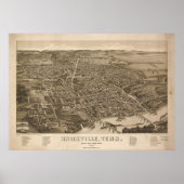 1886 Knoxville, TN Birds Eye Uitzicht Panorama Poster (Voorkant)