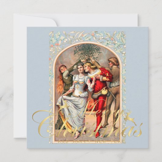 1886 Koppels in middeleeuwse kostuums onder Mistle Kaart (Voorkant)