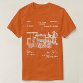 1886 Locomotief Steam Train Retro Patent Blauwdruk T-shirt (Design voorkant)