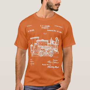 1886 Locomotief Steam Train Retro Patent Blauwdruk T-shirt