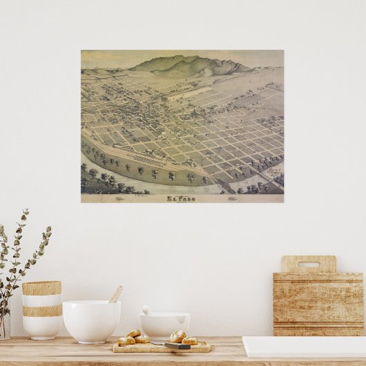 1886 Old El Paso City Map Poster (Keuken)