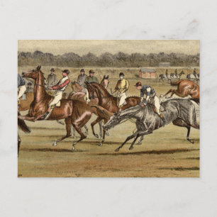 1886 Steeplechase Horse Racing Art Briefkaart