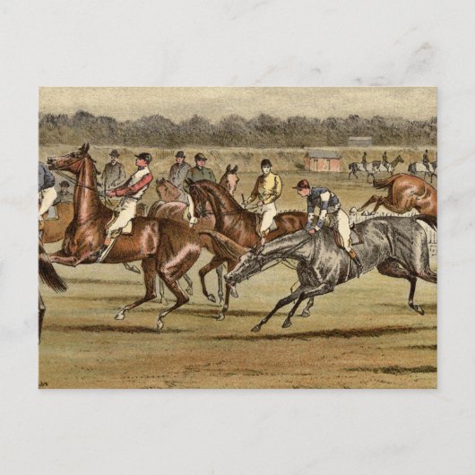 1886 Steeplechase Horse Racing Art Briefkaart (Voorkant)
