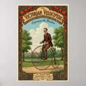 1887 Antieke Victoriaanse Fietsreclameposter Poster (Voorkant)