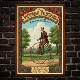 1887 Antieke Victoriaanse Fietsreclameposter Poster