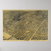 1887 Austin, TX Bird's Eye Uitzicht Panorama Poster (Voorkant)