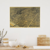 1887 Austin, TX Bird's Eye Uitzicht Panorama Poster (Keuken)