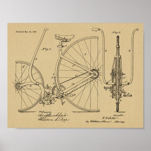 1887  brochure over fietspatroon — Kunstafdrukken Poster (Voorkant)