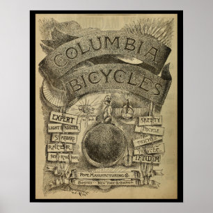 1887  Columbia fietsen en kunstwerk Poster
