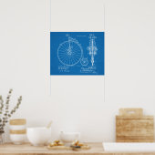 1887 High Wheeler Bicycle Design Patent Art Print (Keuken)