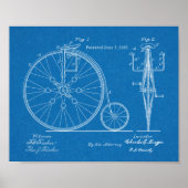 1887 High Wheeler Bicycle Design Patent Art Print (Voorkant)