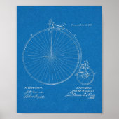 1887 High Wheeler Bicycle Design Patent Art Print (Voorkant)
