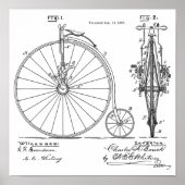 1887 High Wheeler Bicycle Patent Art Print (Voorkant)