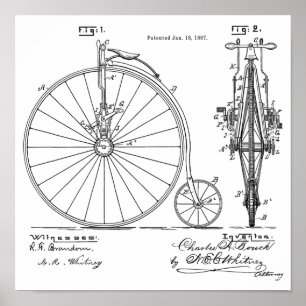 1887  High Wheeler Bicycle Patent Art Print