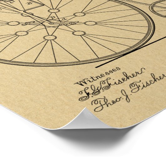 1887  High Wheeler Bicycle Patent Art Print (Hoek)