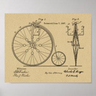 1887  High Wheeler Bicycle Patent Art Print
