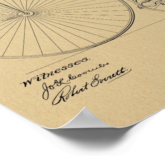 1887  High Wheeler Bicycle Patent Art Print (Hoek)