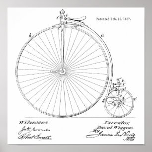 1887  High Wheeler Bicycle Patent Art Print