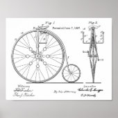 1887  High Wheeler Bicycle Patent Art Print (Voorkant)