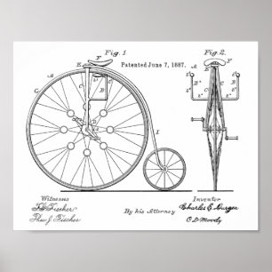1887  High Wheeler Bicycle Patent Art Print
