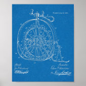 1887 Ice High Wheeler Bicycle Design Patent Print (Voorkant)