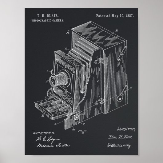 1887 Kunsttekentekening camera Patent Poster (Voorkant)