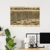 1887 Memphis, TN Birds Eye Uitzicht Panorama Poster (Thuiskantoor)