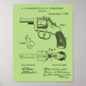 1887 Pistool Revolver Patent Art Drawing Print (Voorkant)