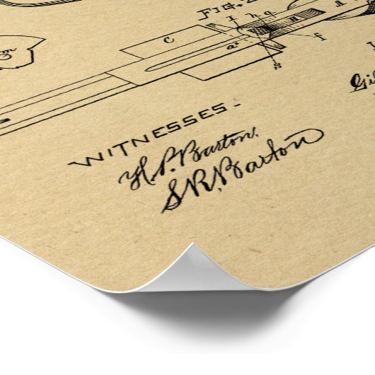 1887 Pistool Revolver Patent Art Drawing Print (Hoek)
