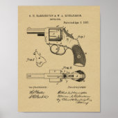 1887 Pistool Revolver Patent Art Drawing Print (Voorkant)