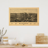 1887 Walden, NY Birds Eye Uitzicht Panoramic Map Poster (Keuken)