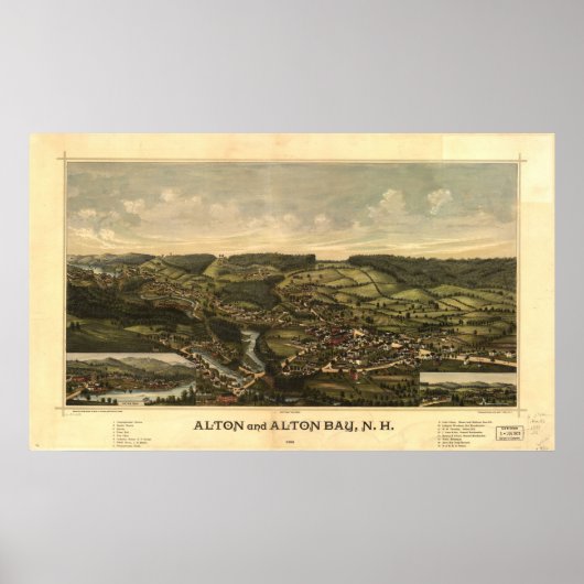 1888 Alton & Alton Bay, NH Birds Eye Panoramic Map Poster (Voorkant)