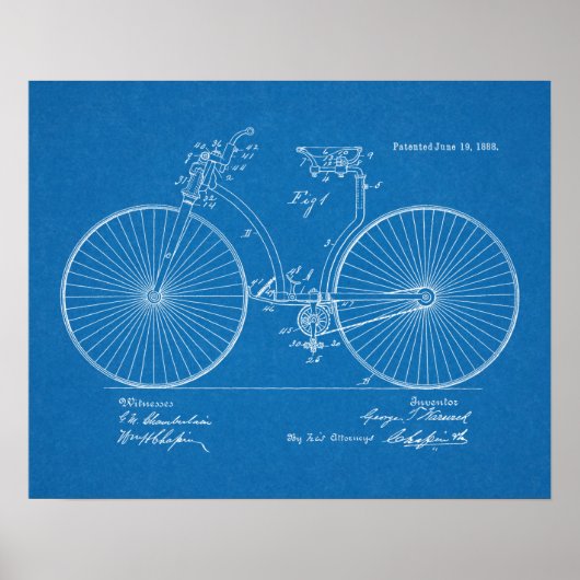 1888 blauwdruk voor fietspatronen afdrukken poster (Voorkant)