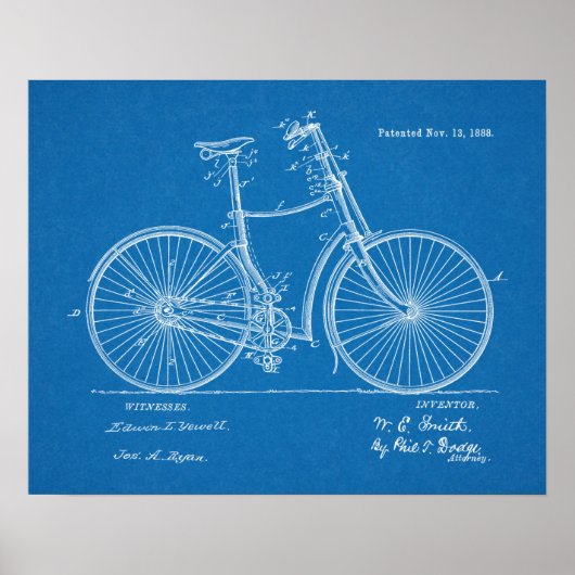 1888  blauwdruk voor fietspatronen afdrukken poster (Voorkant)